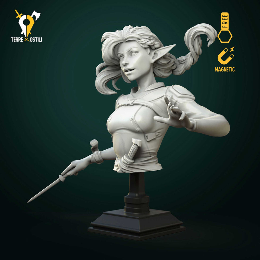 Busto Elfa Mago incantatore apprendista novizio busto resina alta qualità miniatura per dungeons and dragons dnd