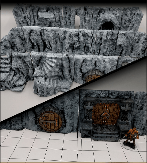 Scenico Entrata portale portone porta caverna grotta montagna fantasy scenico 3D per dungeons and dragons dnd