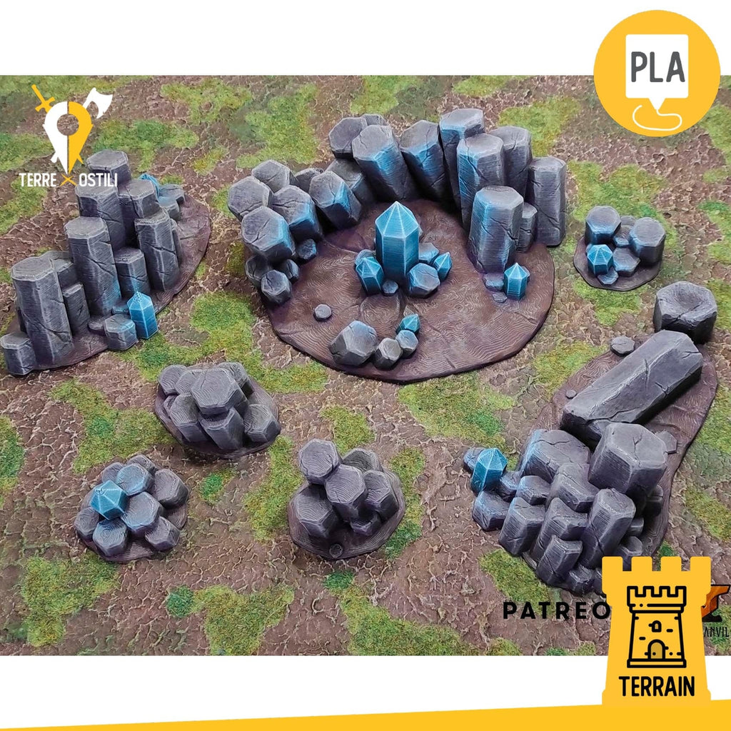 Scenico Fomazioni rocciose cristallo roccia miniera set 7 pezzi edificio fantasy scenico per dungeons and dragons dnd