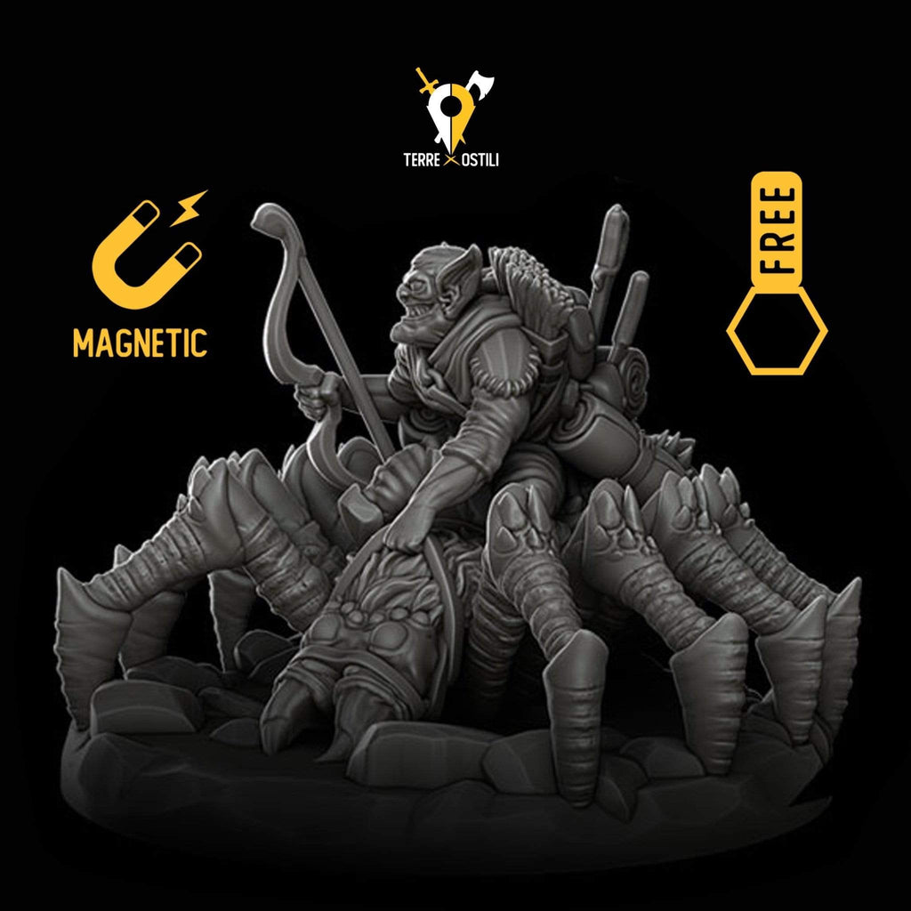 Miniatura Goblin in sella a ragno gigante miniatura per dungeons and dragons dnd