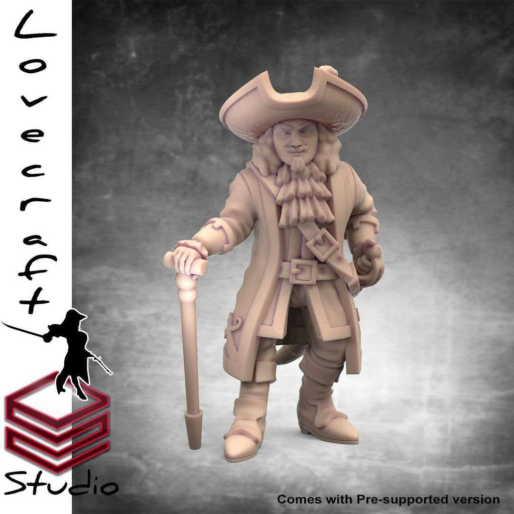 Miniatura Henry Morgan umano capitano pistolero nobile pirata corsaro miniatura 3D resina per dungeons and dragons dnd