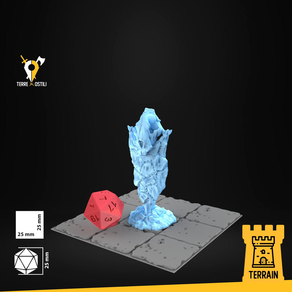 Scenico Idolo obelisco stendardo ghiaccio gelo inverno fantasy scenico 3D per dungeons and dragons dnd