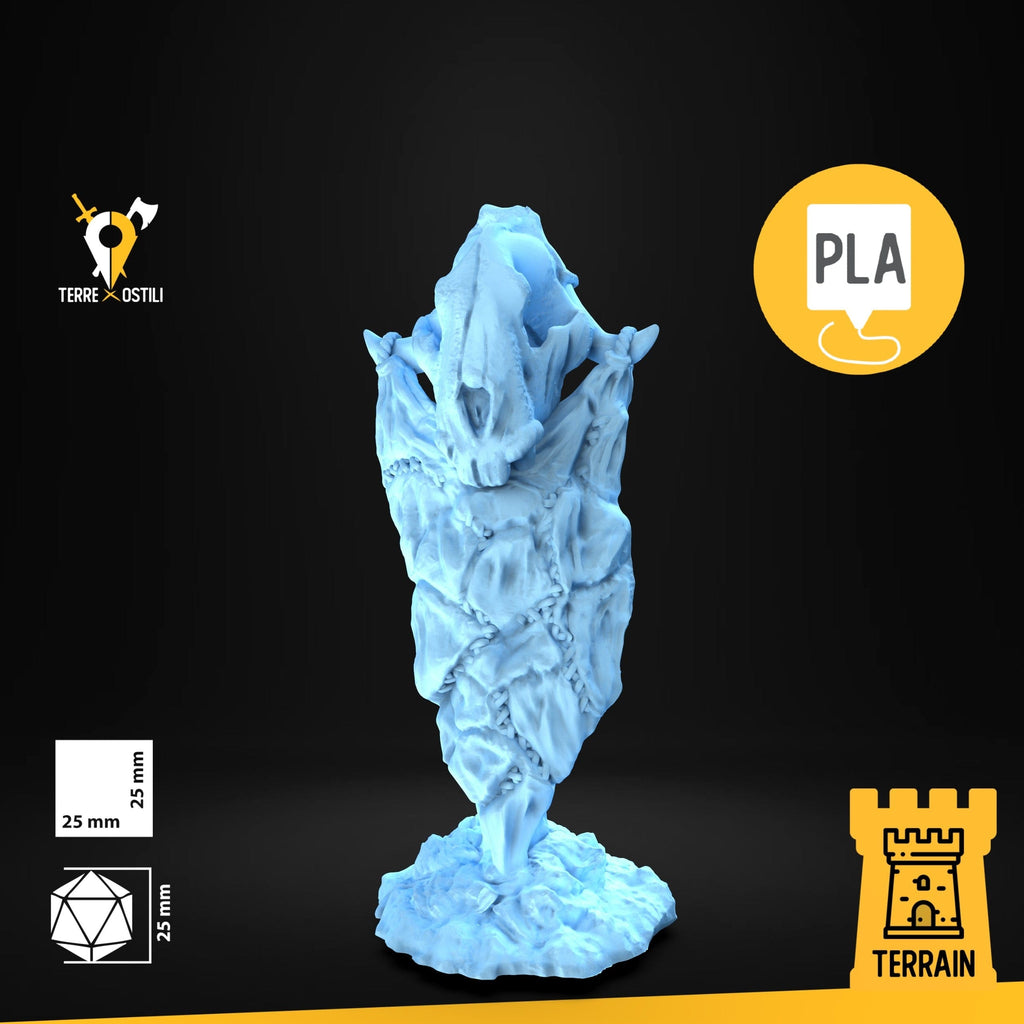 Scenico Idolo obelisco stendardo ghiaccio gelo inverno fantasy scenico 3D per dungeons and dragons dnd