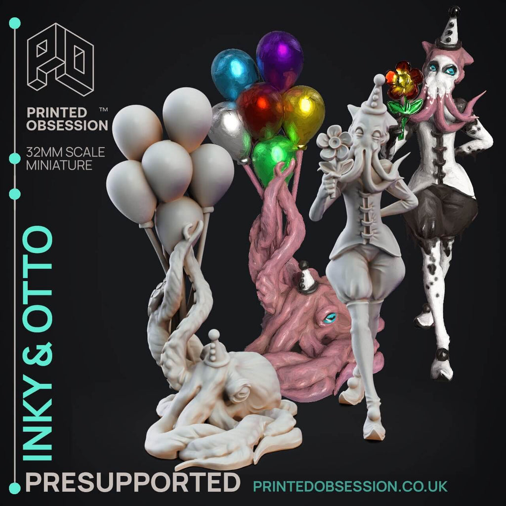 Miniatura inky & otto mimo mind flayer horror circo | set 2x miniatura 3D per dungeons and dragons dnd