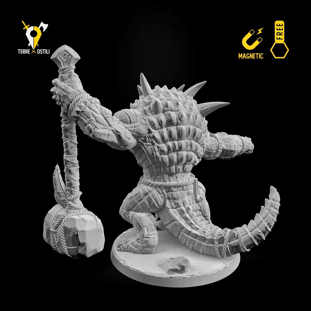 Miniatura Lucertoloide antico capo guerriero umanoide miniatura 3D per dungeons and dragons dnd