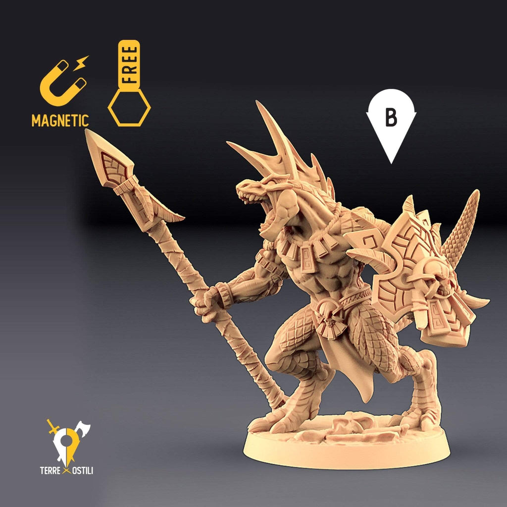 Miniatura Lucertoloide guerriero umanoide miniatura 3D per dungeons and dragons dnd