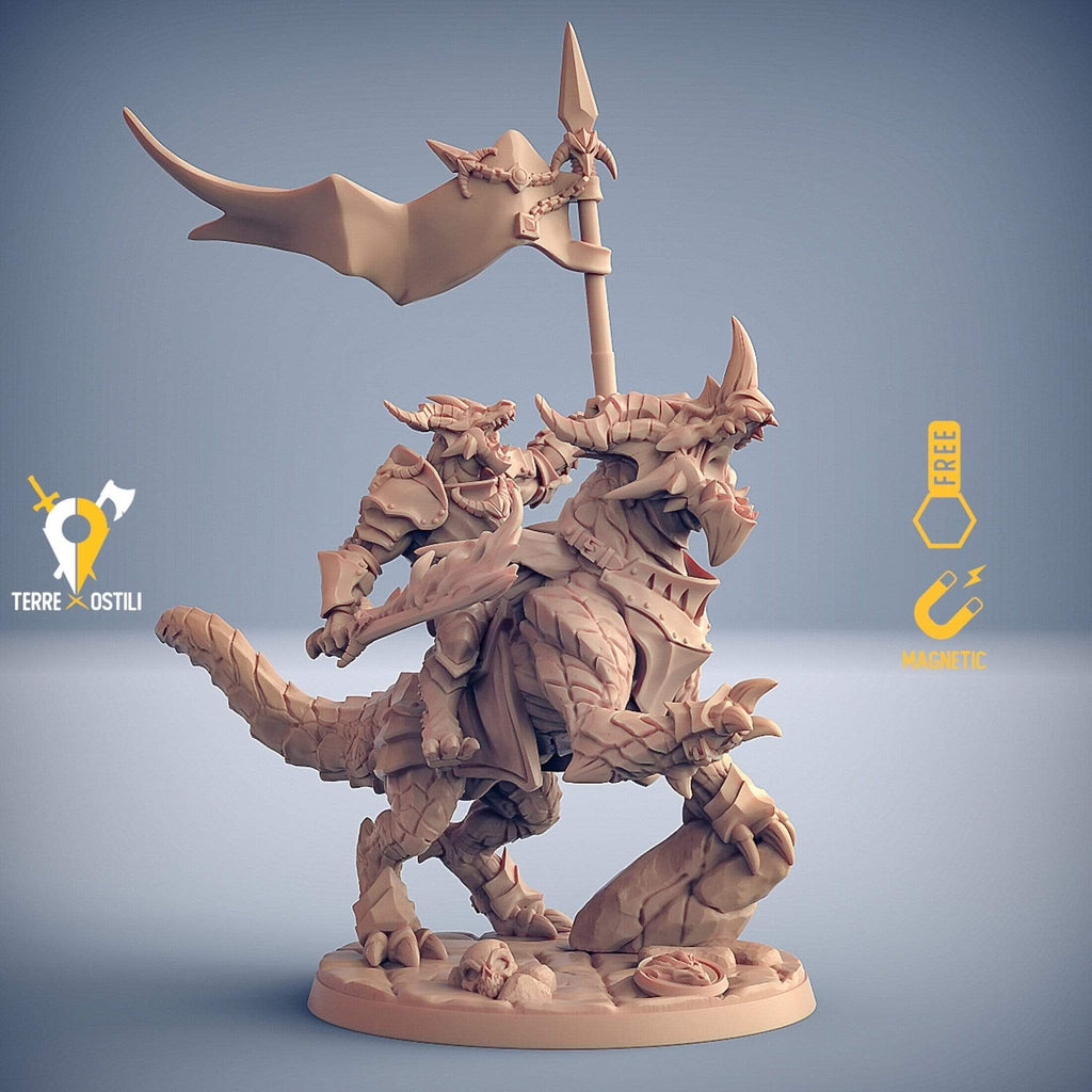 Miniatura Mezzo drago dragonborn paladino campione su draco cavalcatura miniatura per dungeons and dragons dnd