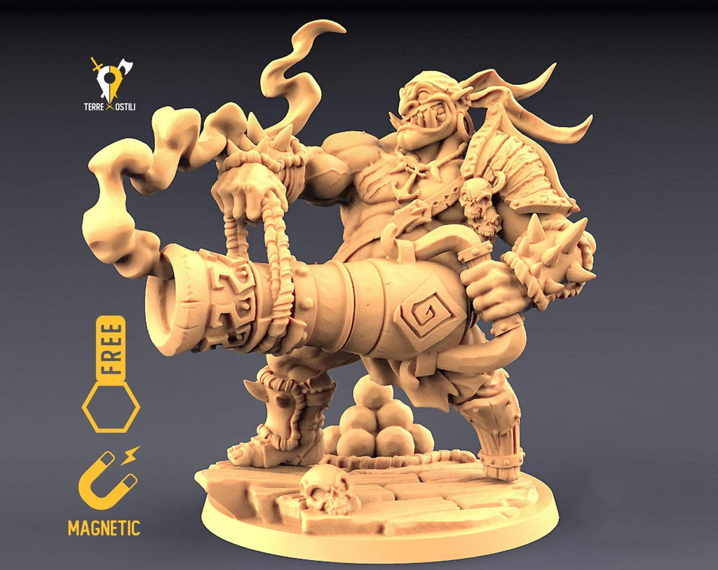 Miniatura Ogre pirata cannoniere gigante miniatura 3D per dungeons and dragons dnd