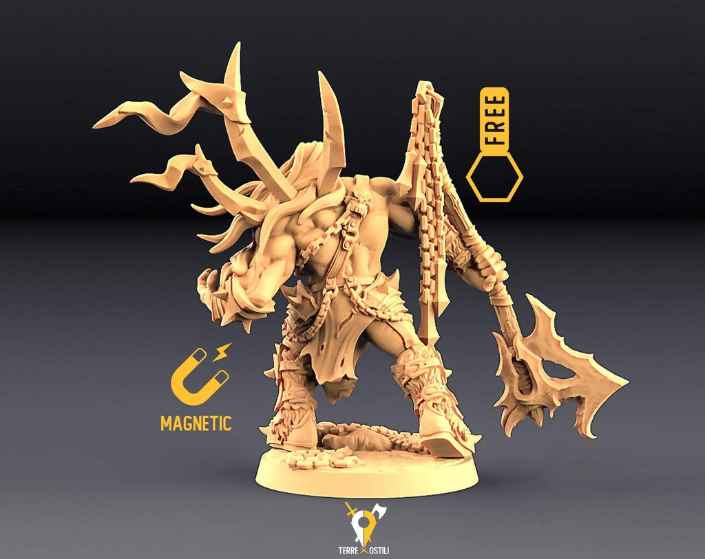 Miniatura Orco guerriero barbaro capo clan umanoide miniatura 3D per dungeons and dragons dnd