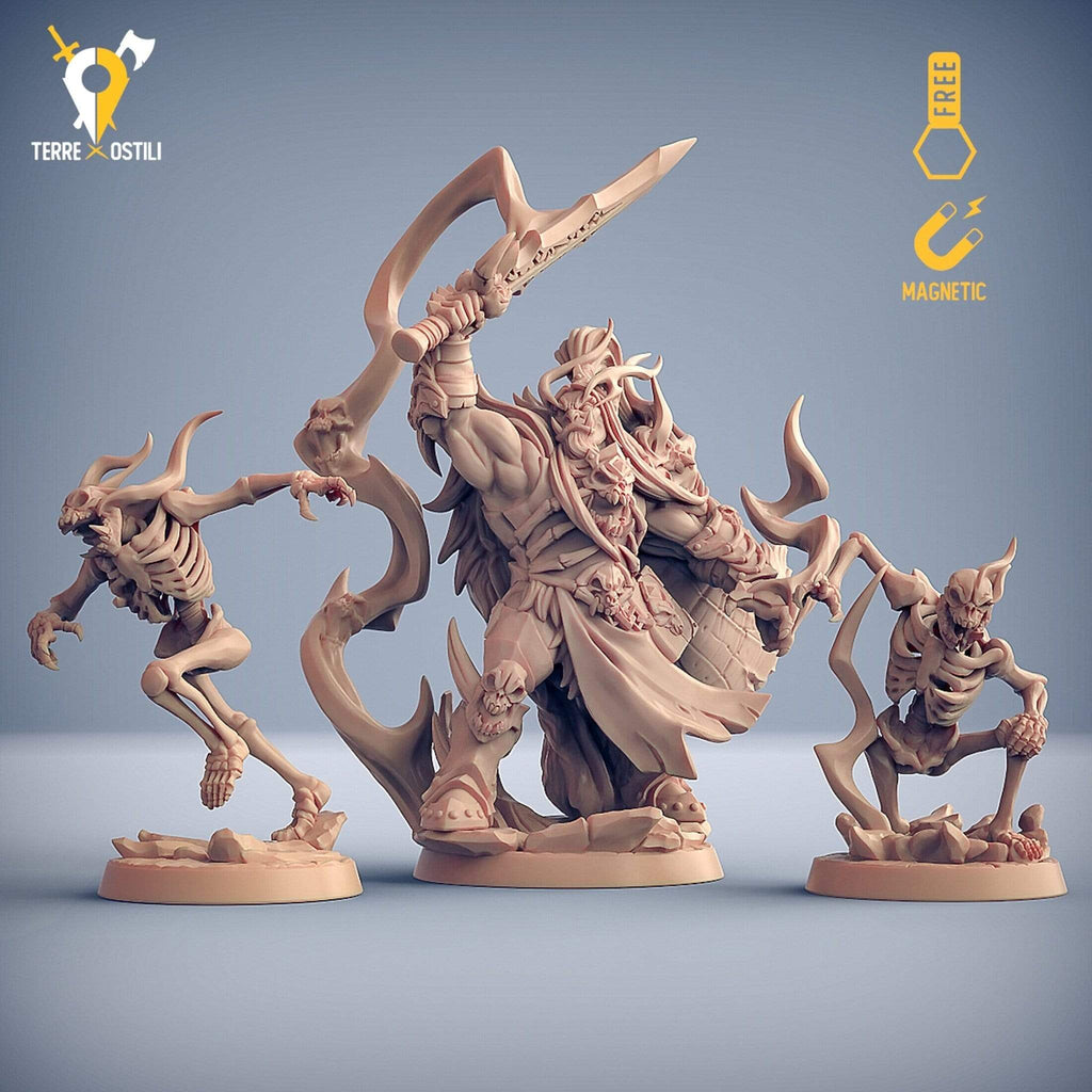 Miniatura Orco necromante sciamano set con 2 scheletri miniatura per dungeons and dragons dnd