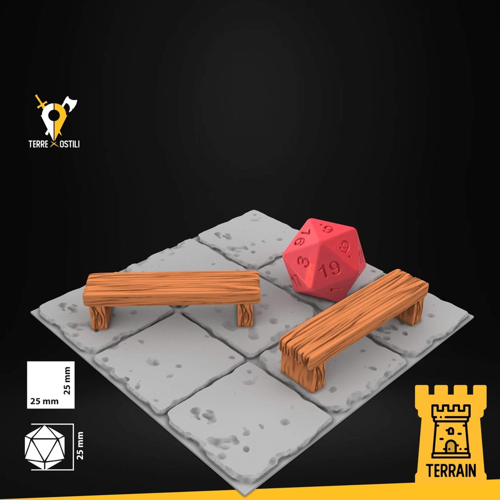 Scenico Panca legno - Set 2x - Dungeons and dragons scenici elementi per dungeons and dragons dnd