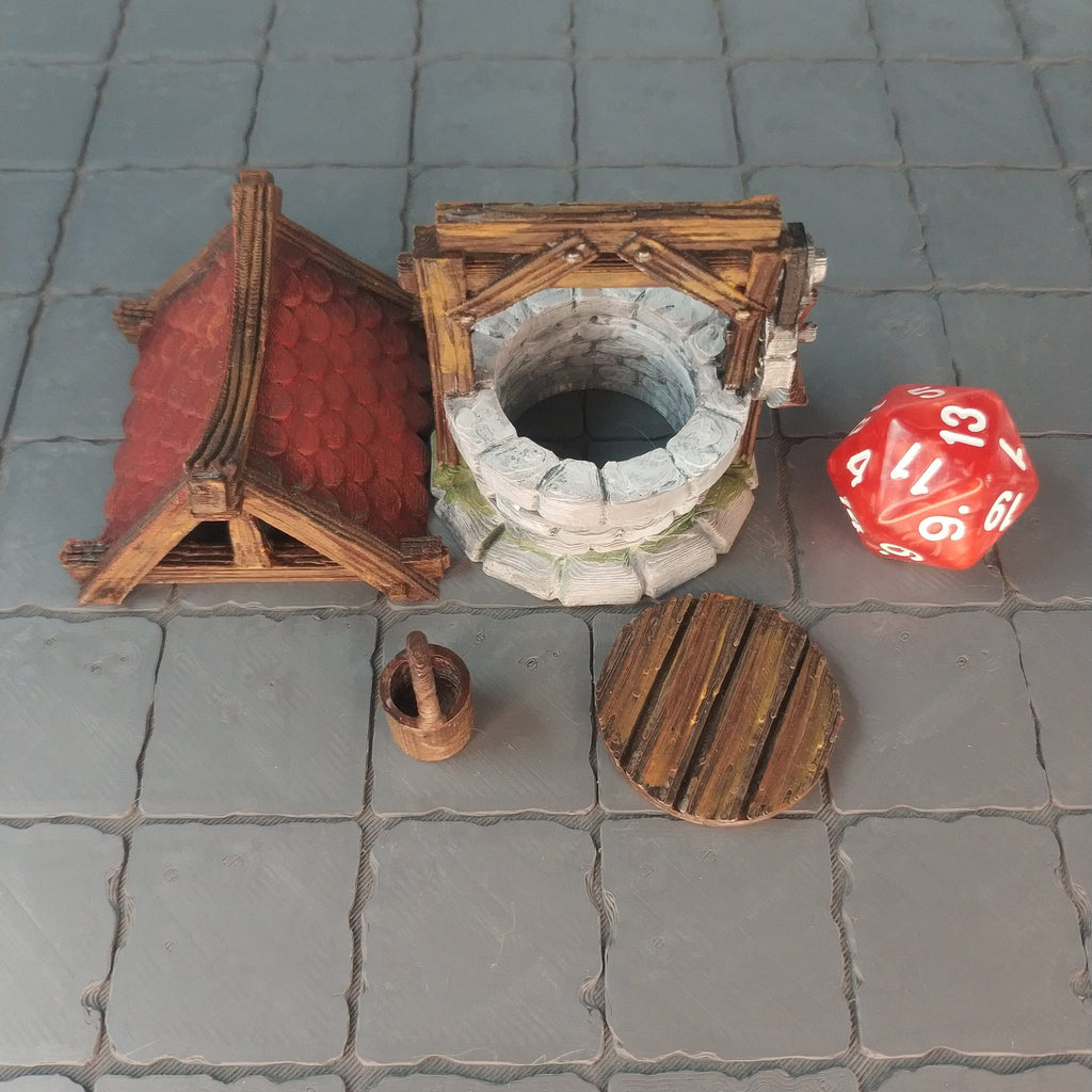 Scenico Pozzo acqua villaggio con secchio scenico 3D per dungeons and dragons dnd