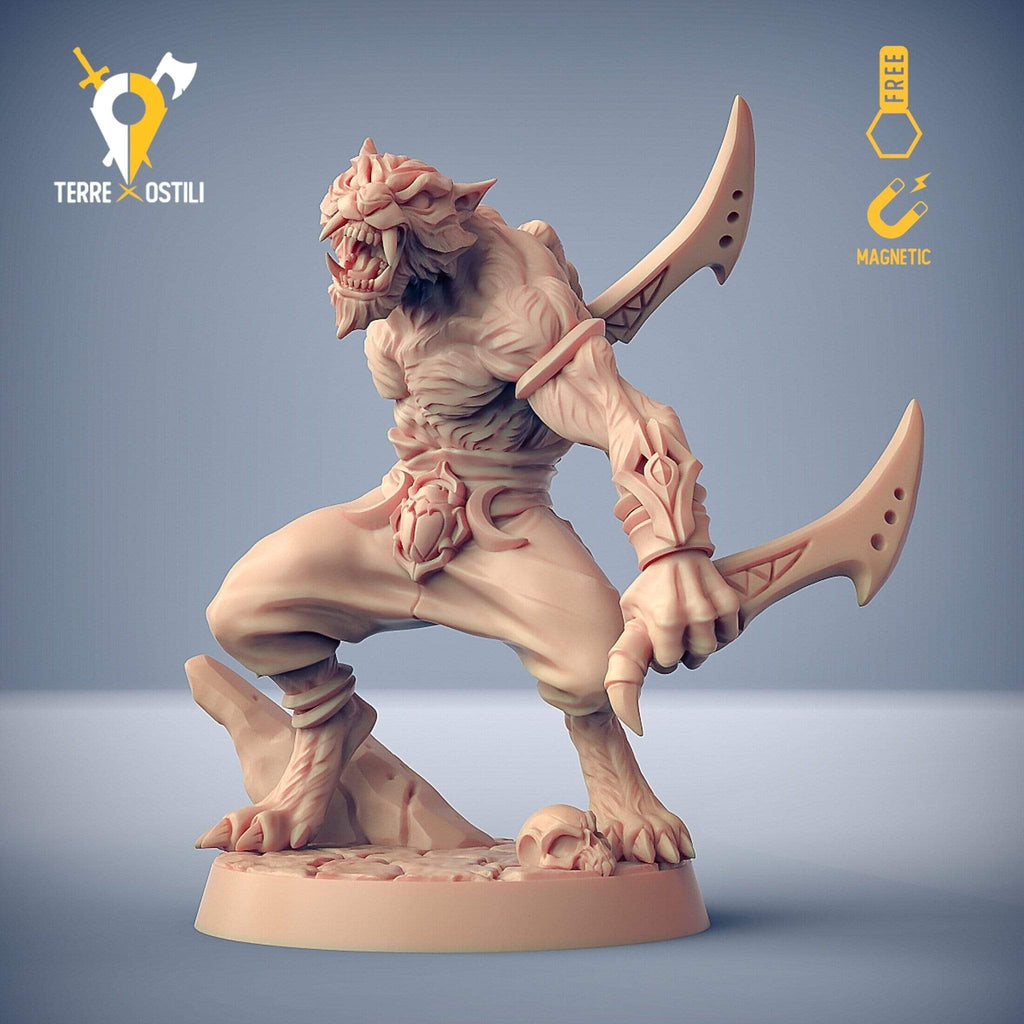 Miniatura Rakshasa felinide ladro bandito tigre uomo miniatura per dungeons and dragons dnd