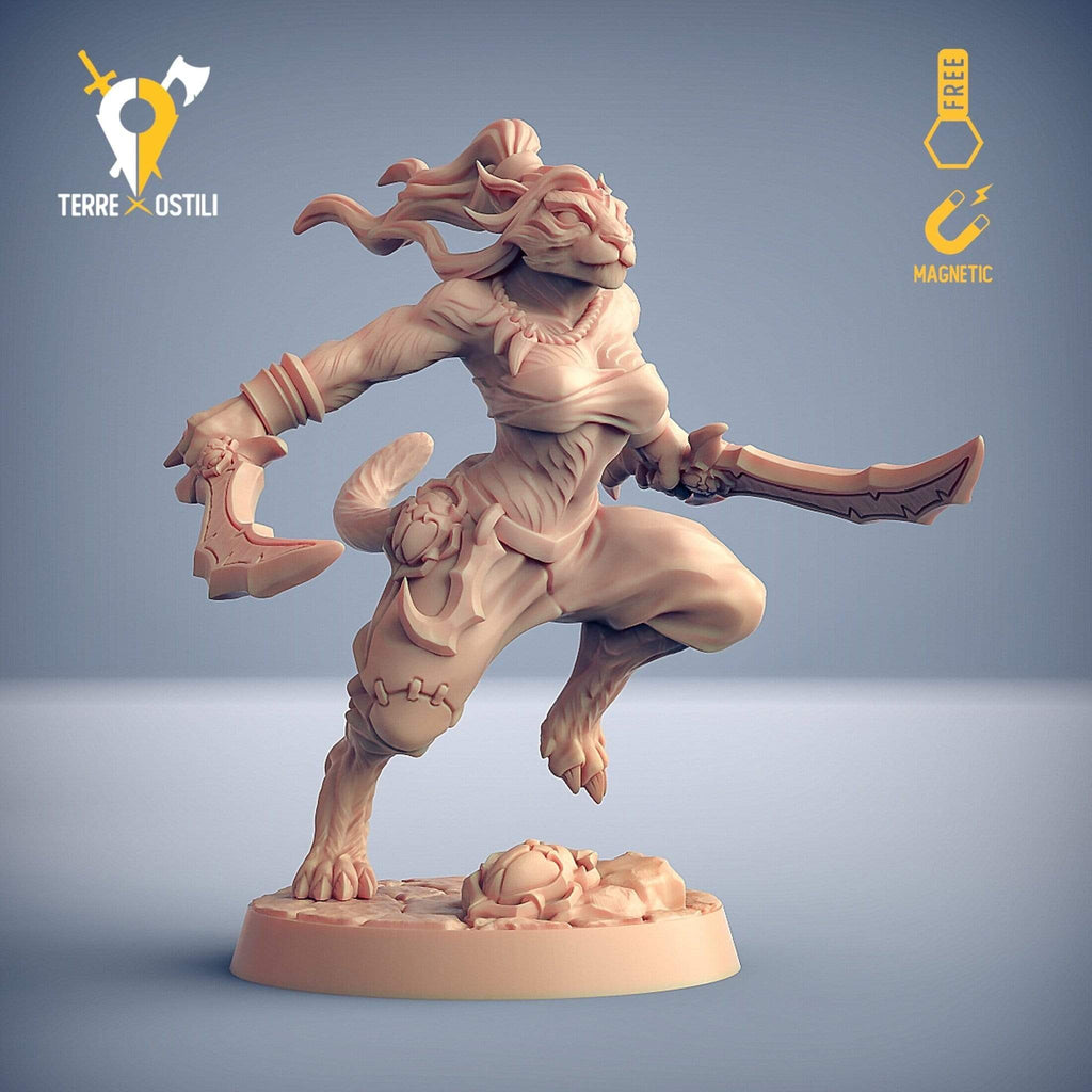 Miniatura Rakshasa felinide ladro ranger tigre donna miniatura per dungeons and dragons dnd