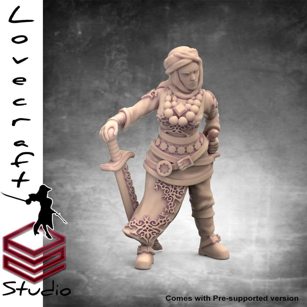 Miniatura Regina Sayiida umana capitano pistolero nobile pirata corsaro miniatura 3D resina per dungeons and dragons dnd
