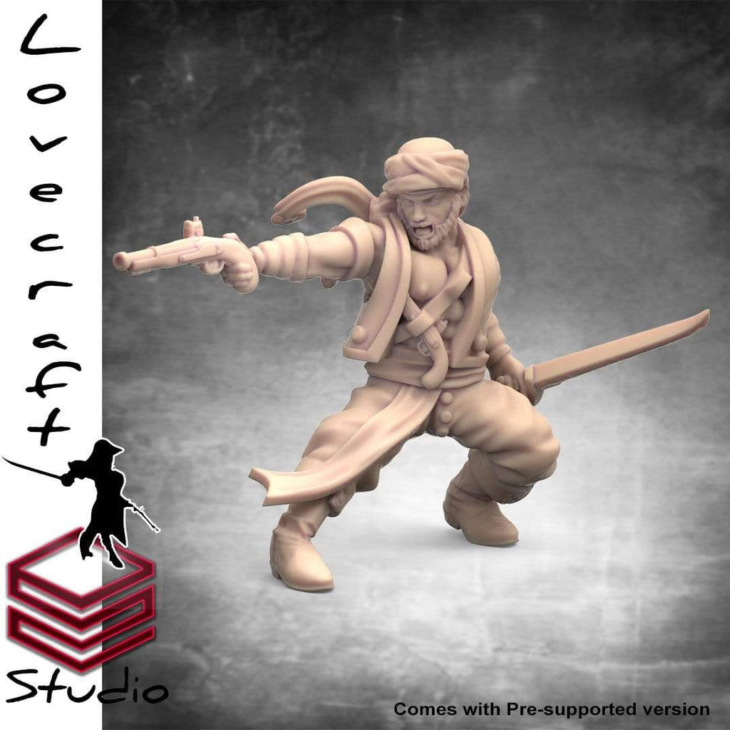 Miniatura Sandokan umano capitano ranger guerriero pistolero nobile pirata corsaro miniatura 3D resina per dungeons and dragons dnd