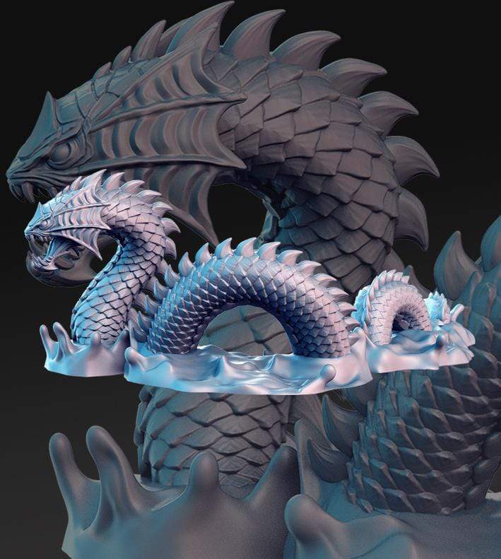 Miniatura Serpente oceanico Drago acquatico linnorm miniatura 3D resina per dungeons and dragons dnd
