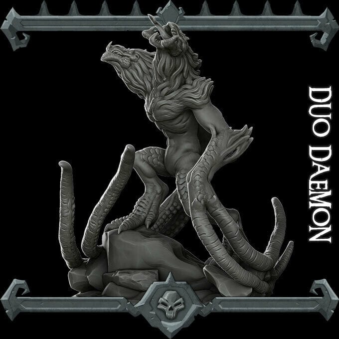 Miniatura Signore demoni due teste gorgone demone immondo miniatura 3d resina per dungeons and dragons dnd