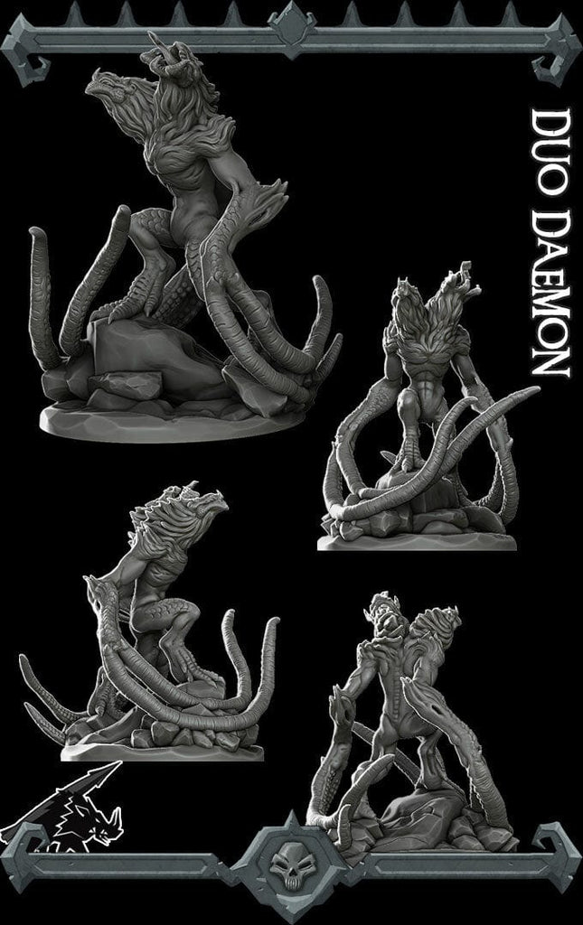 Miniatura Signore demoni due teste gorgone demone immondo miniatura 3d resina per dungeons and dragons dnd