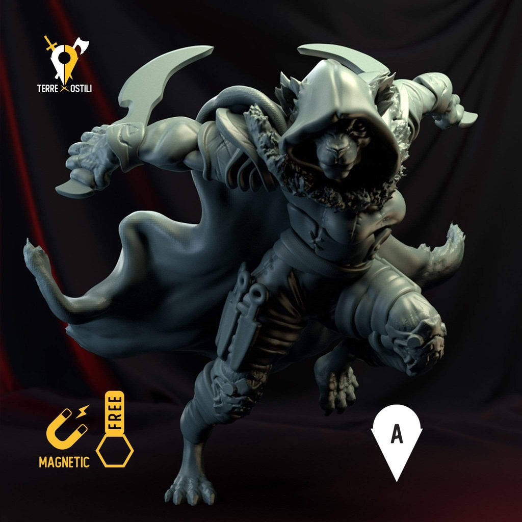 Miniatura Tabaxi ladro assassino felinide miniatura per dungeons and dragons dnd