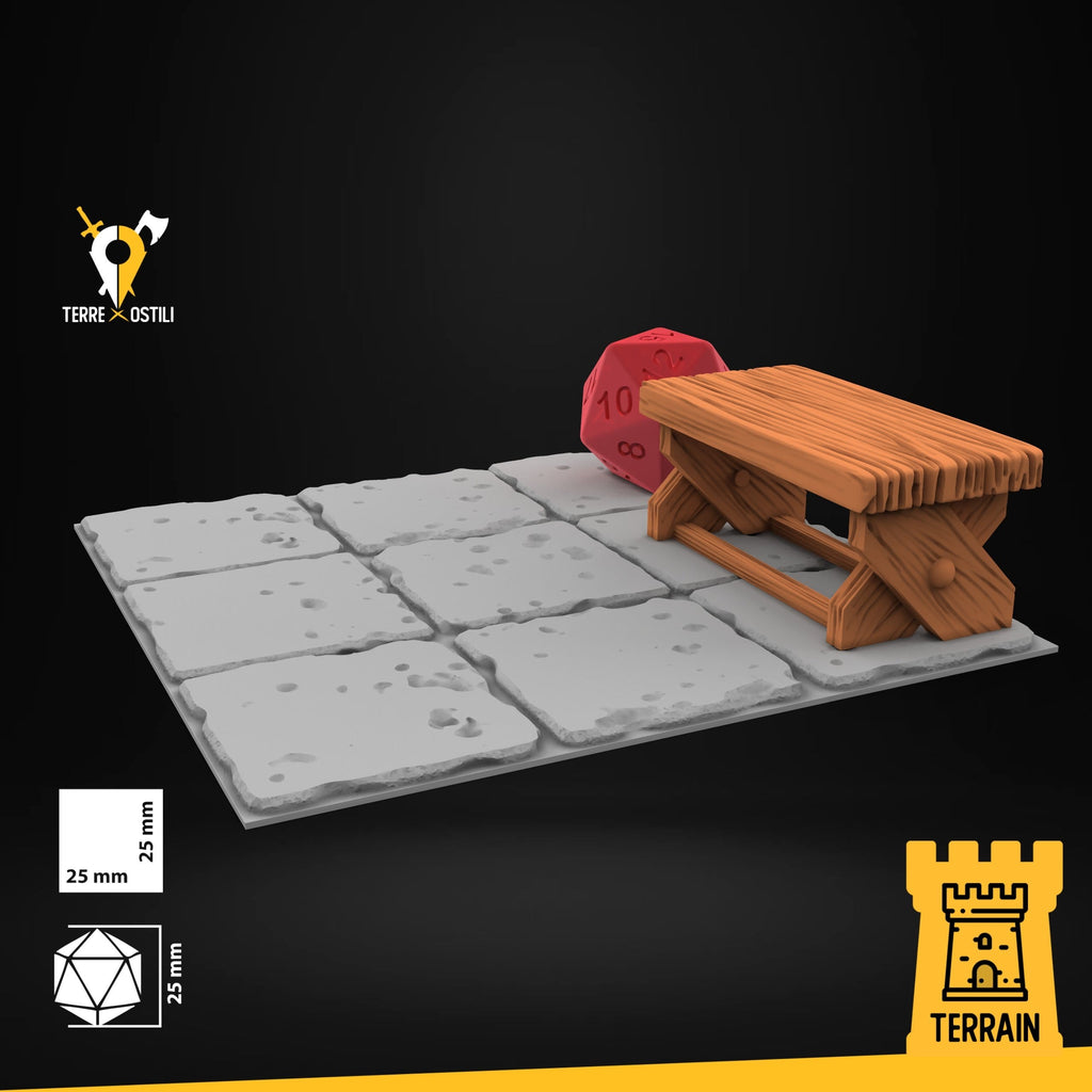 Scenico Tavolo lungo con sedie scenico per dungeons and dragons dnd