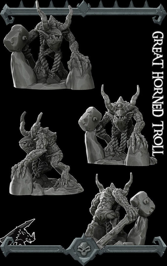 Miniatura Troll cornuto vulcanico montagna miniatura 3d resina per dungeons and dragons dnd