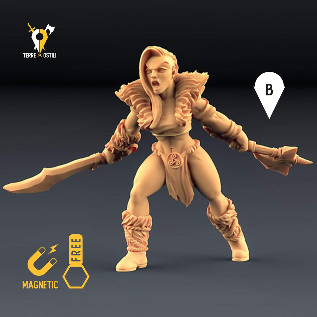 Miniatura Umana amazzone barbaro umanoide miniatura 3D per dungeons and dragons dnd