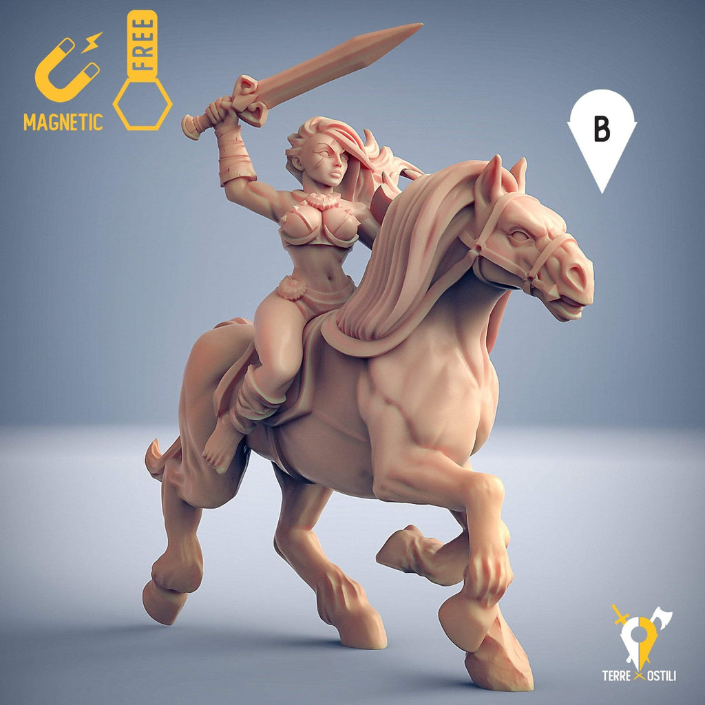 Miniatura Umana amazzone sella cavallo arciere miniatura per dungeons and dragons dnd