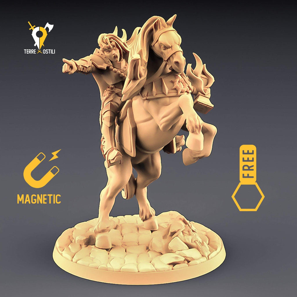 Miniatura Umana valchiria guerriero a cavallo umanoide miniatura 3D per dungeons and dragons dnd