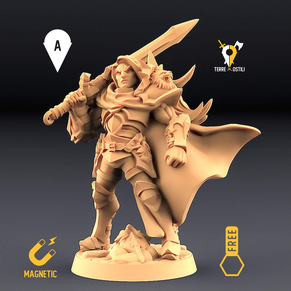 Miniatura Umano eroe guerriero soldato  capitano umanoide miniatura 3D per dungeons and dragons dnd