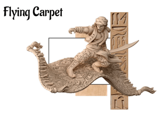 Miniatura Umano ladro guerriero su tappeto volante miniatura per dungeons and dragons dnd
