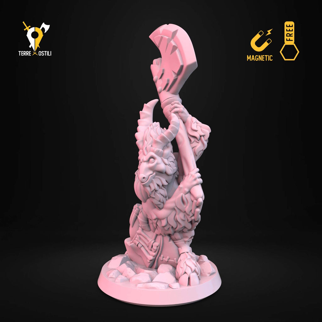 Miniatura Uomo capra barbaro satiro miniatura 3D resina per dungeons and dragons dnd