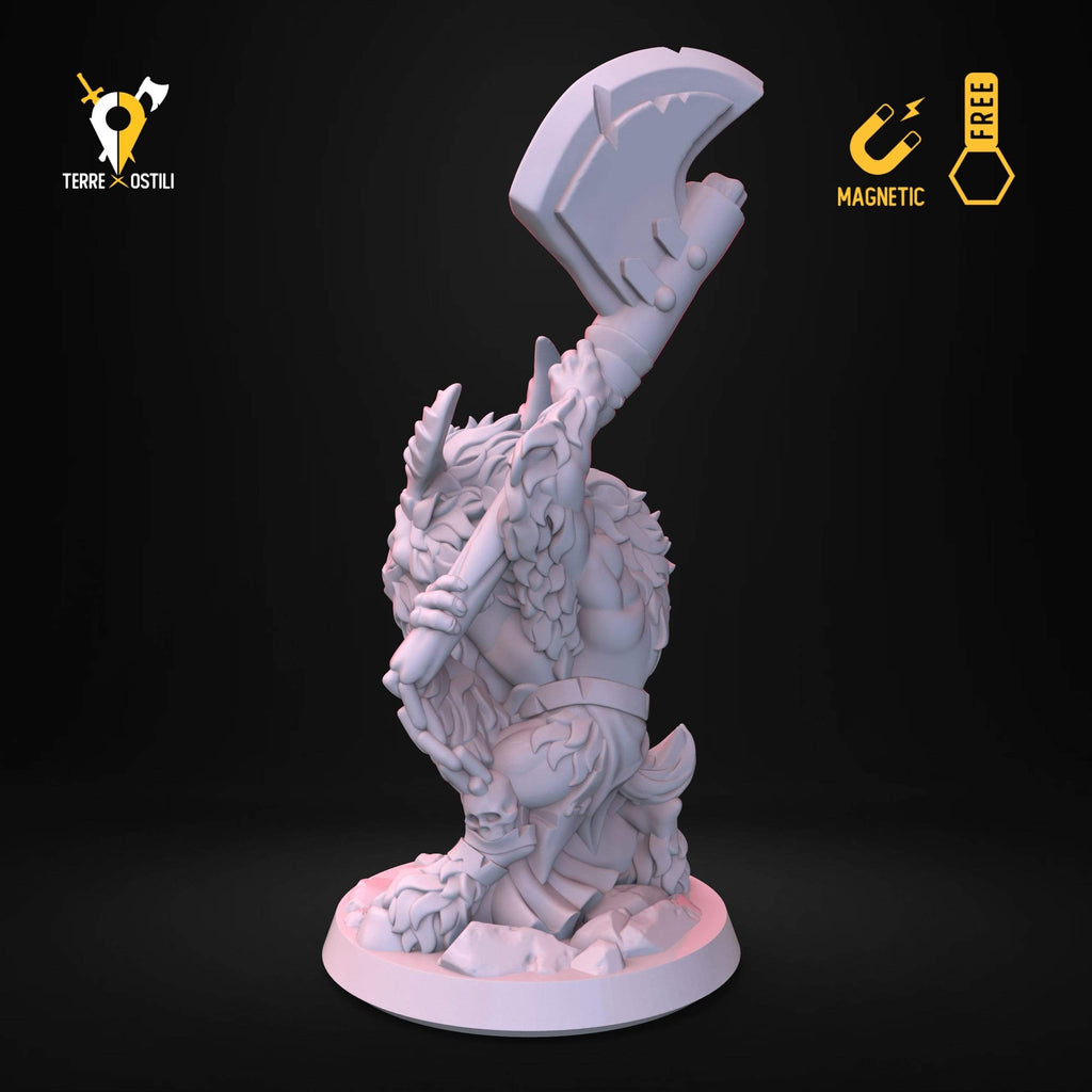 Miniatura Uomo capra barbaro satiro miniatura 3D resina per dungeons and dragons dnd