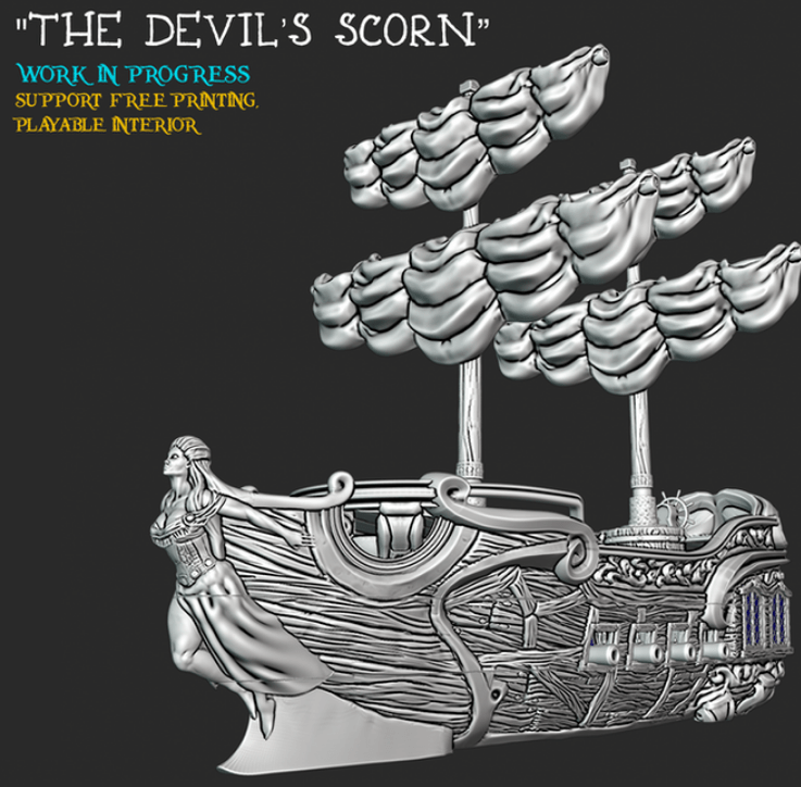 Scenico Vascello fantasma Barca nave pirata fantasy scenico 3D per dungeons and dragons dnd