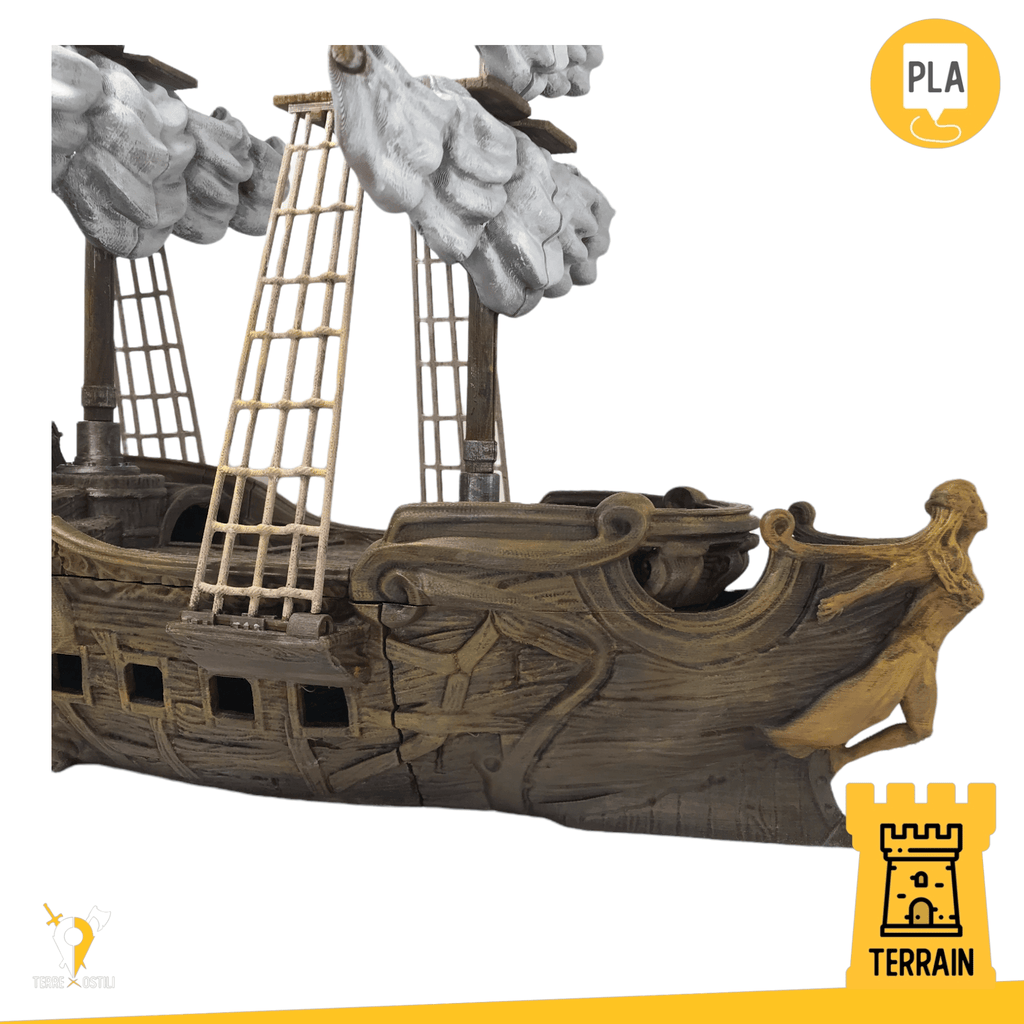 Scenico Vascello fantasma Barca nave pirata fantasy scenico 3D per dungeons and dragons dnd