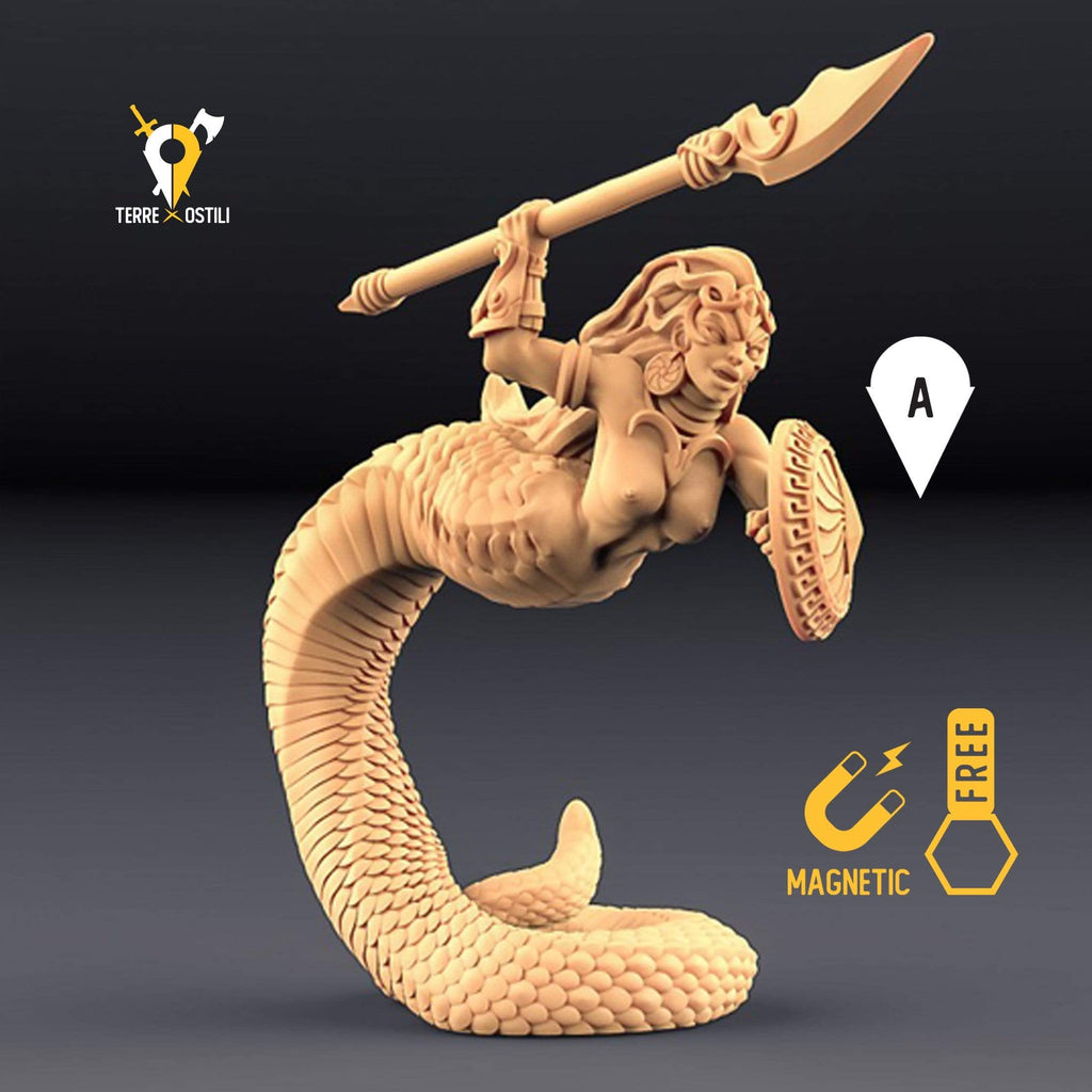 Miniatura Yuan-ti guerriero mostruosità miniatura 3D per dungeons and dragons dnd